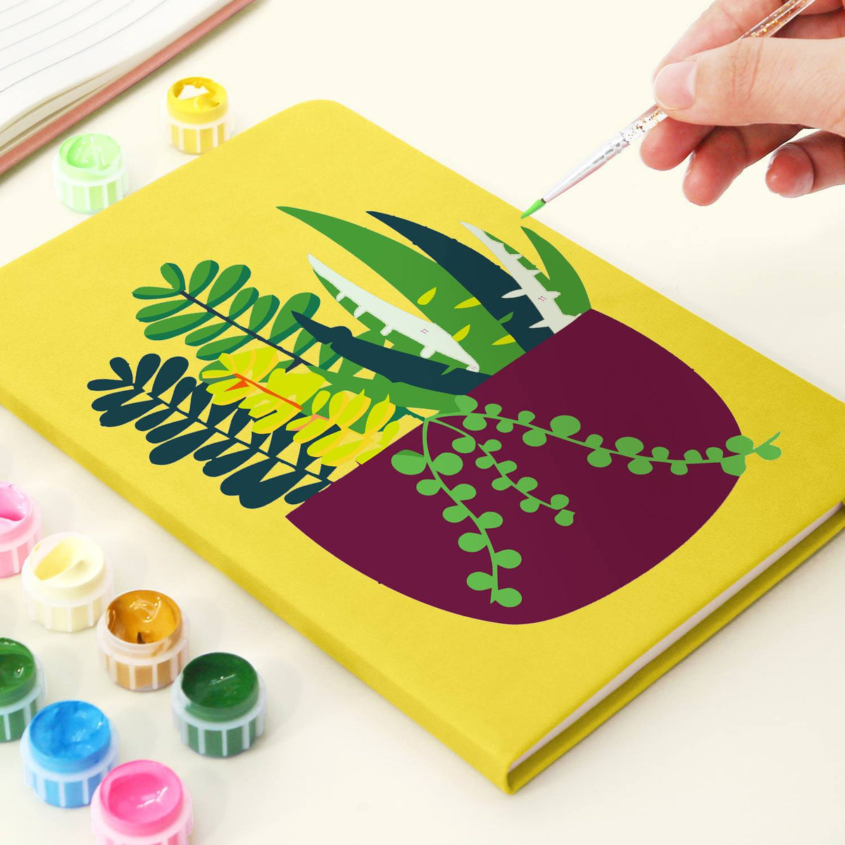 Trailing Succulents in Burgundy paint by numbers notebook – image 6
