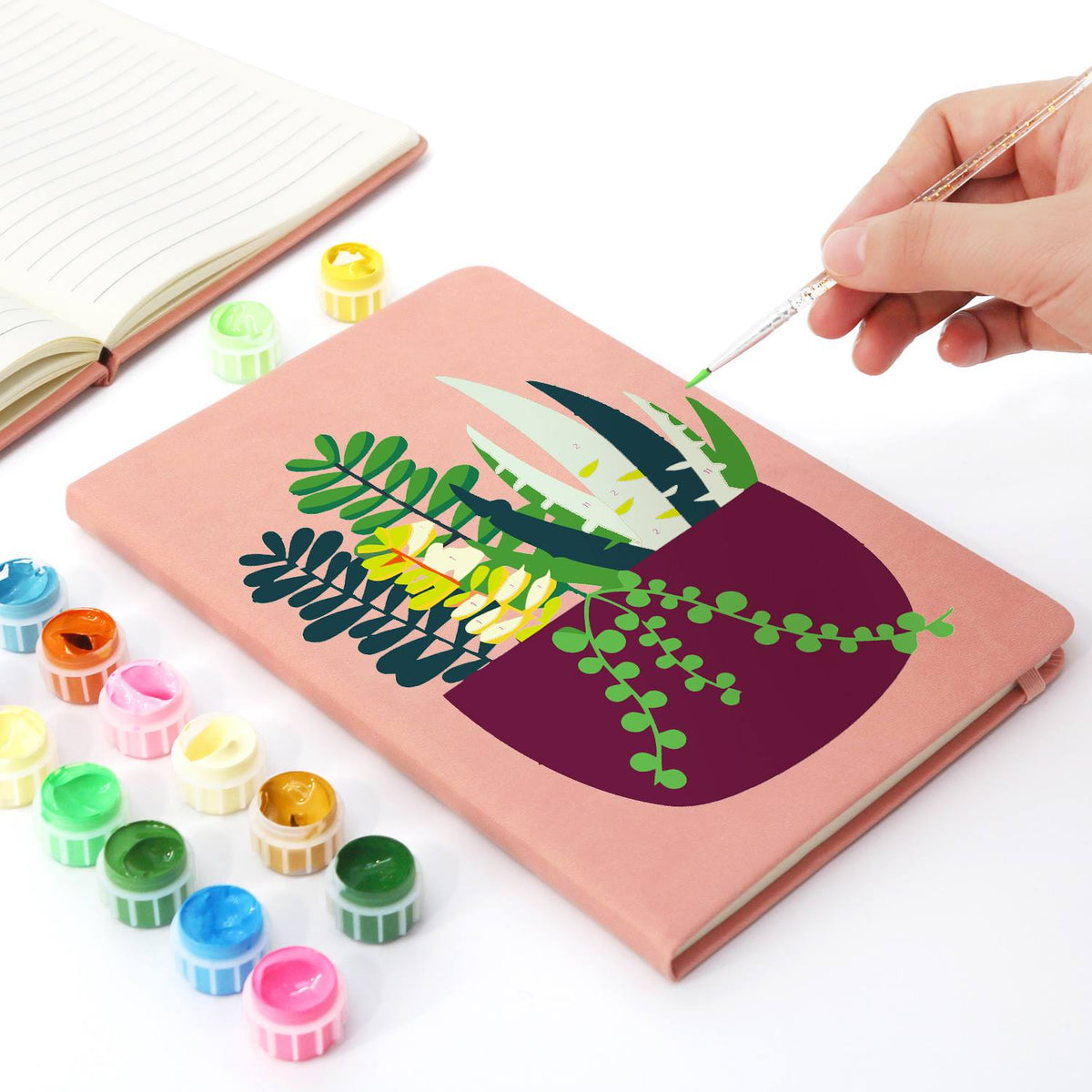 Trailing Succulents in Burgundy paint by numbers notebook – image 7