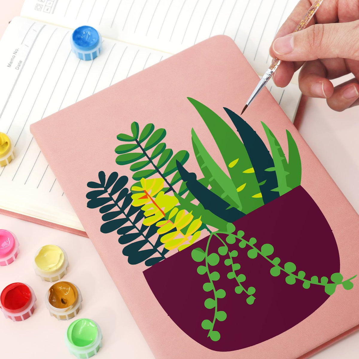 Trailing Succulents in Burgundy paint by numbers notebook – image 18