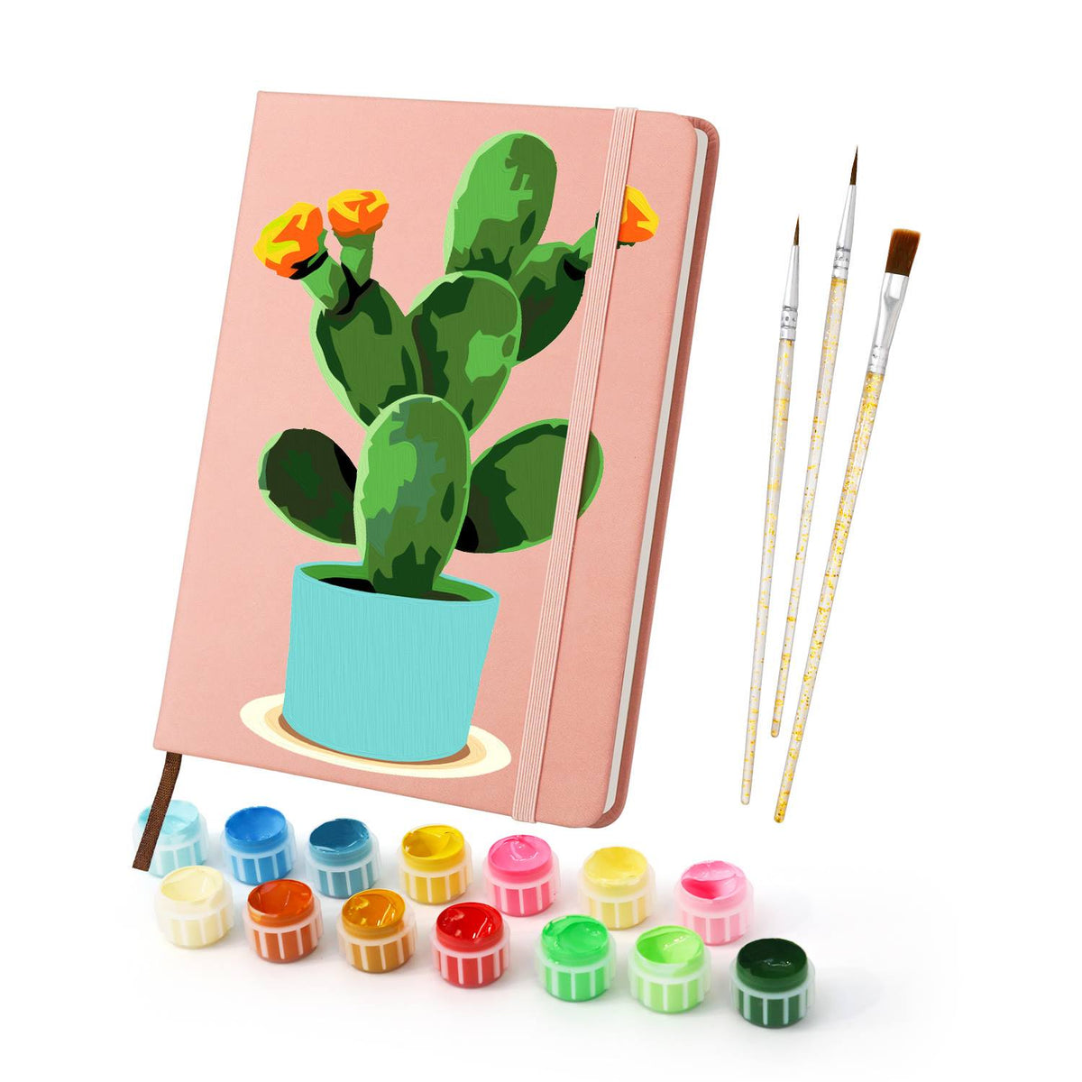 Flowering Cactus in Turquoise Pot paint by numbers notebook – image 2