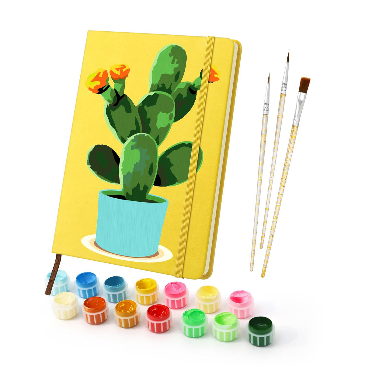Flowering Cactus in Turquoise Pot paint by numbers notebook – image 3