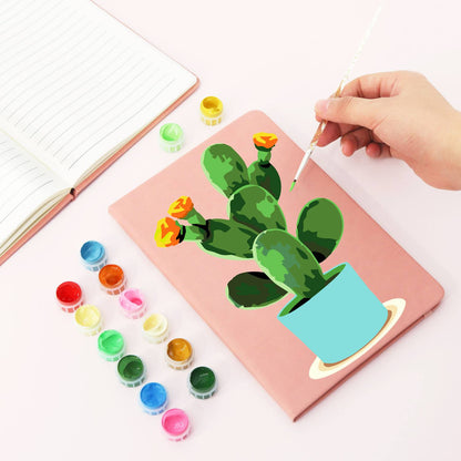 Flowering Cactus in Turquoise Pot paint by numbers notebook – image 4