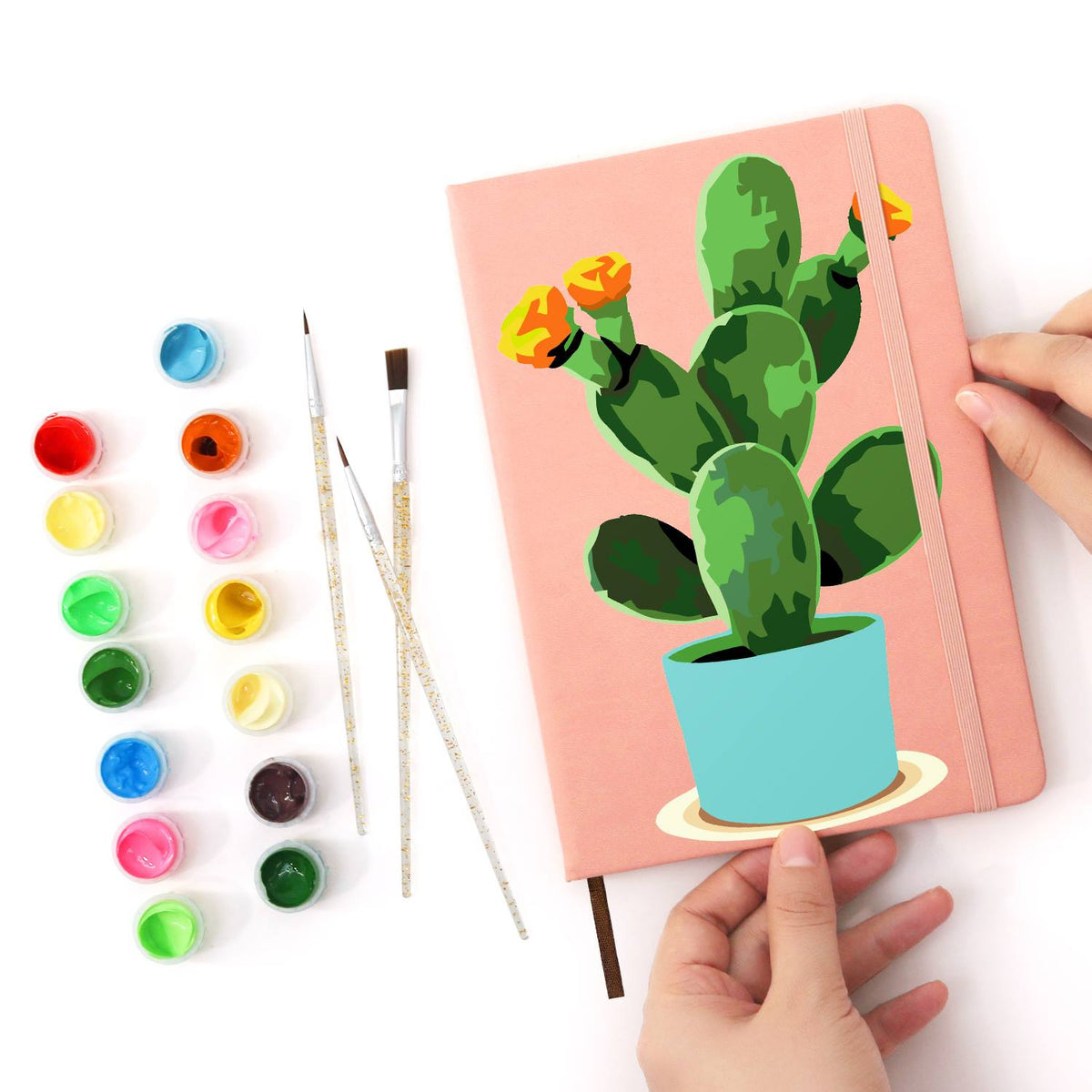 Flowering Cactus in Turquoise Pot paint by numbers notebook – image 19