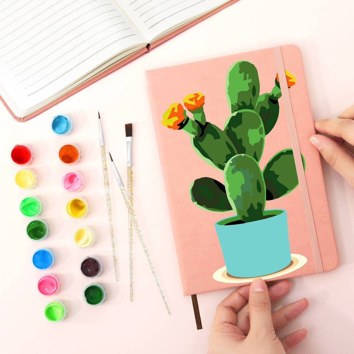 Flowering Cactus in Turquoise Pot paint by numbers notebook – image 20