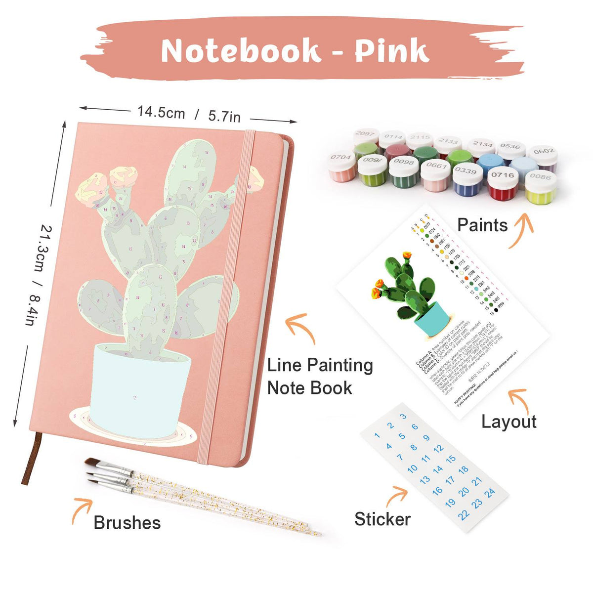 Flowering Cactus in Turquoise Pot paint by numbers notebook – image 24