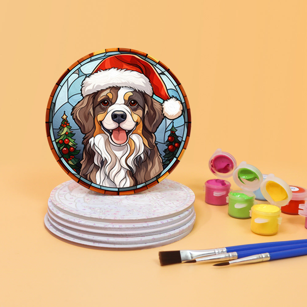 Stained Glass Santa Hat Menagerie paint by numbers coasters – image 3