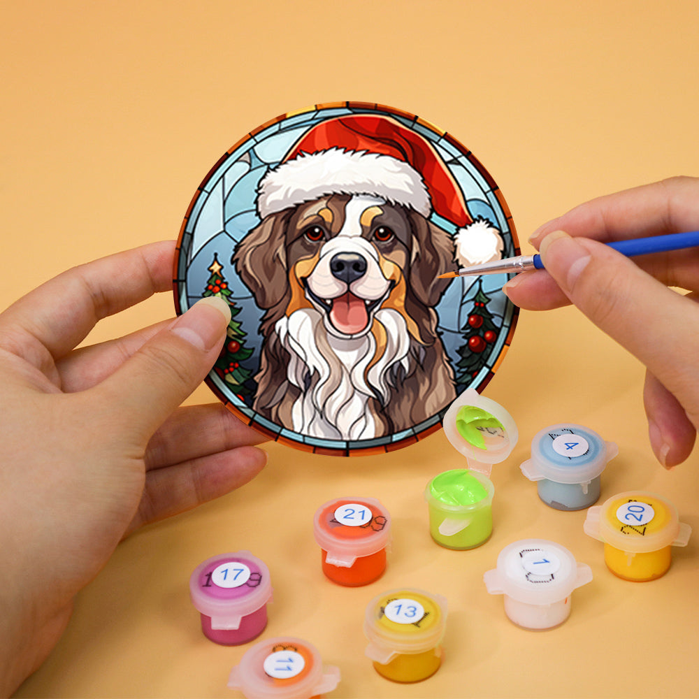 Stained Glass Santa Hat Menagerie paint by numbers coasters – image 6