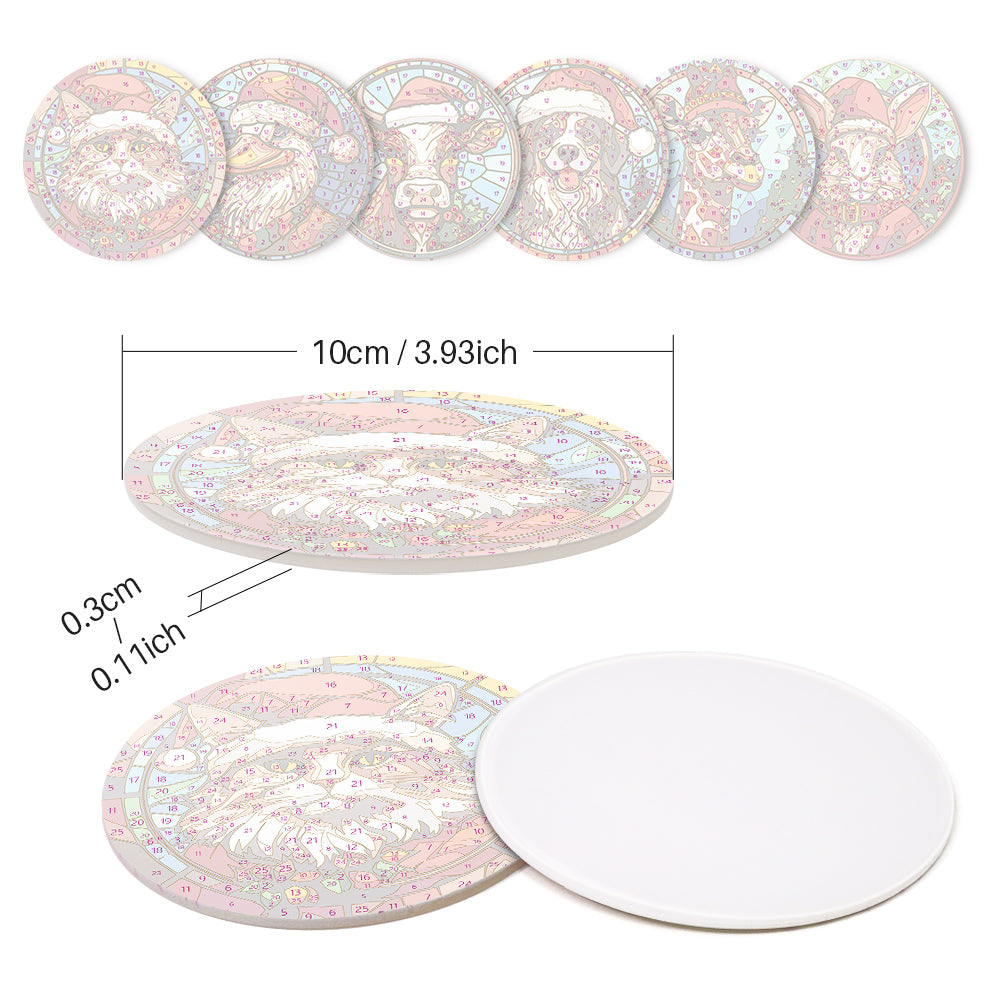 Stained Glass Santa Hat Menagerie paint by numbers coasters – image 7
