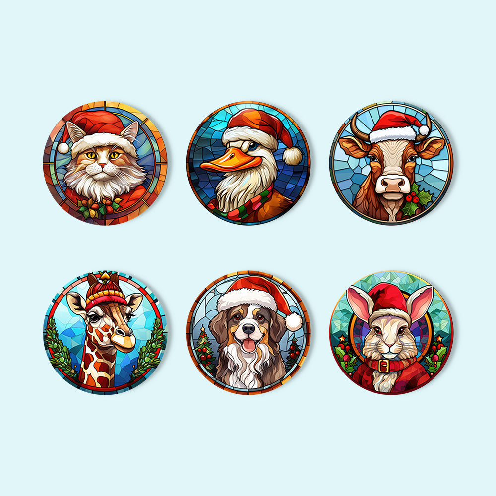 Stained Glass Santa Hat Menagerie paint by numbers coasters – image 10