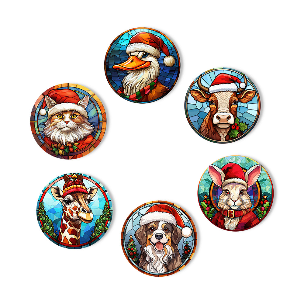 Stained Glass Santa Hat Menagerie paint by numbers coasters – image 11