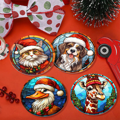 Stained Glass Santa Hat Menagerie paint by numbers coasters – image 12