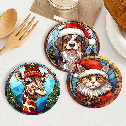 Stained Glass Santa Hat Menagerie paint by numbers coasters – image 13
