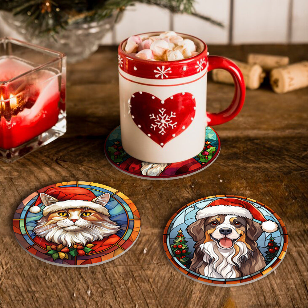 Stained Glass Santa Hat Menagerie paint by numbers coasters – image 15