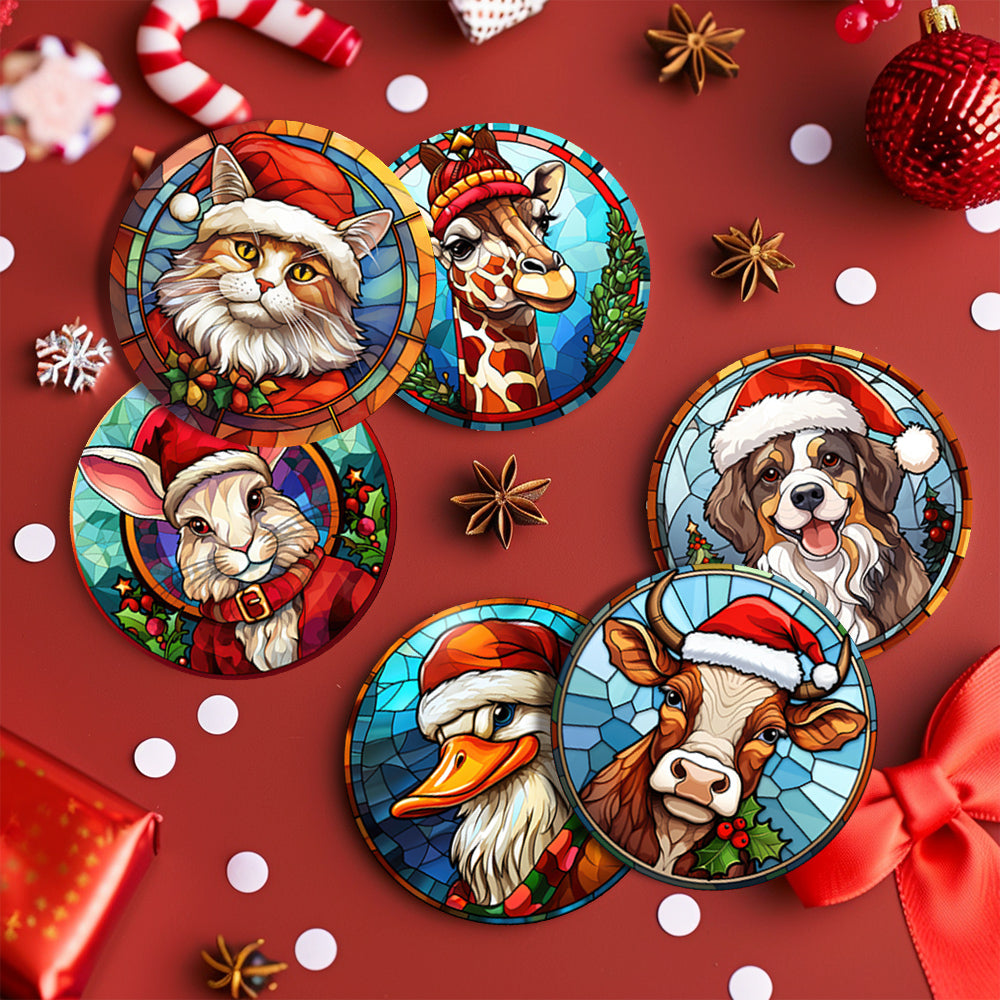 Stained Glass Santa Hat Menagerie paint by numbers coasters – image 16