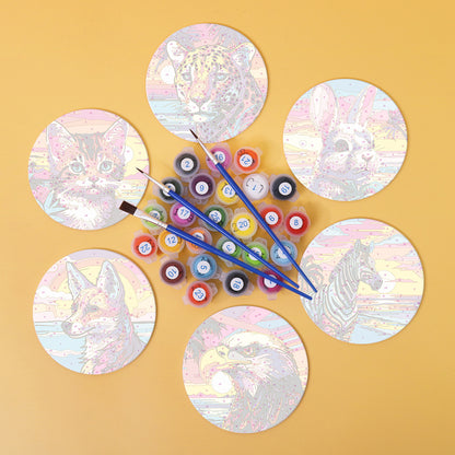 Neon Sunset Wildlife Portraits paint by numbers coasters – image 3