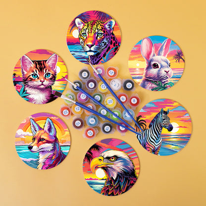 Neon Sunset Wildlife Portraits paint by numbers coasters – image 4