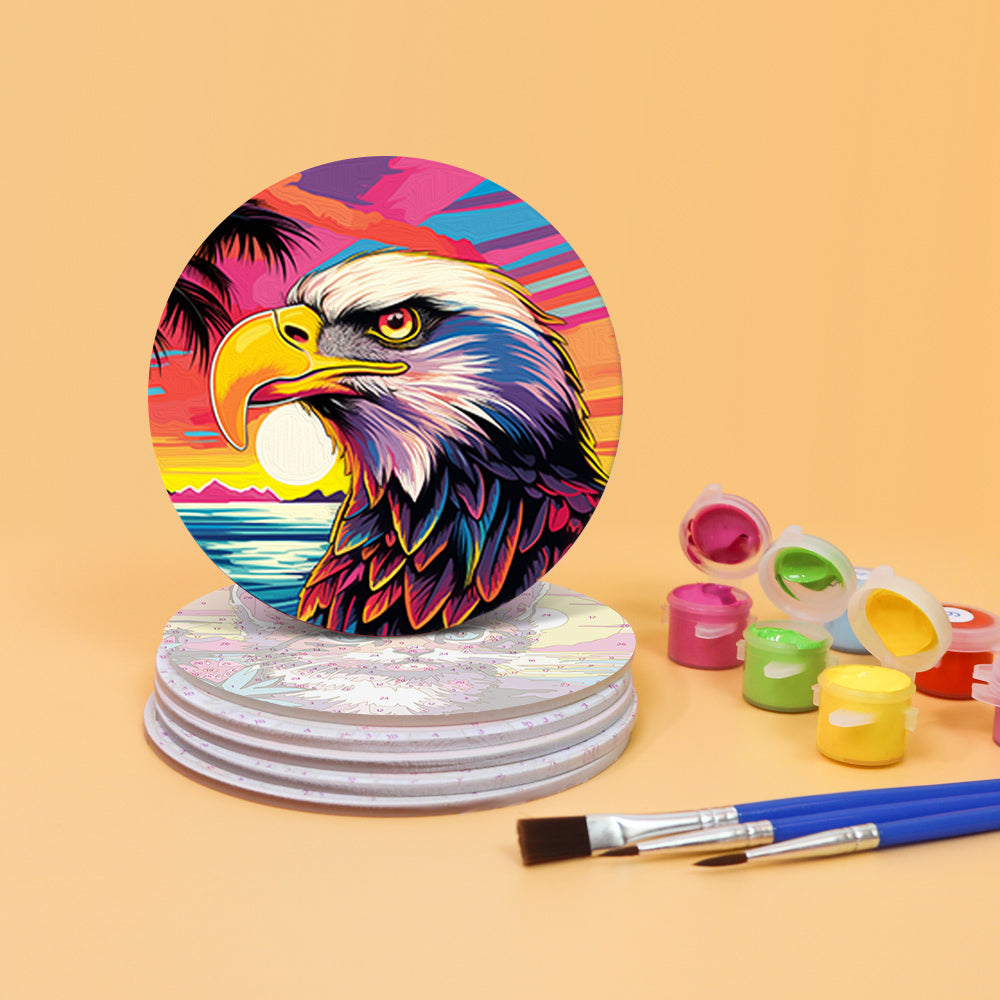 Neon Sunset Wildlife Portraits paint by numbers coasters – image 5