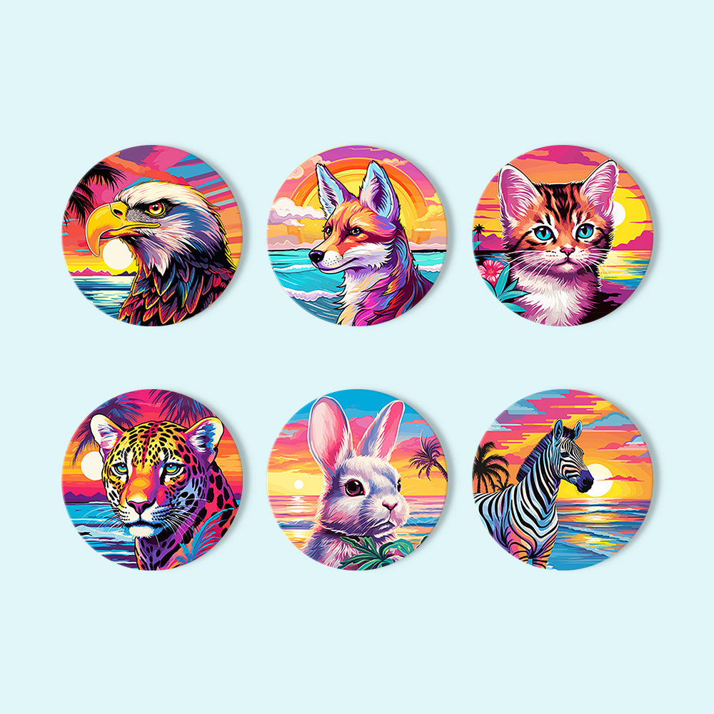 Neon Sunset Wildlife Portraits paint by numbers coasters – image 12