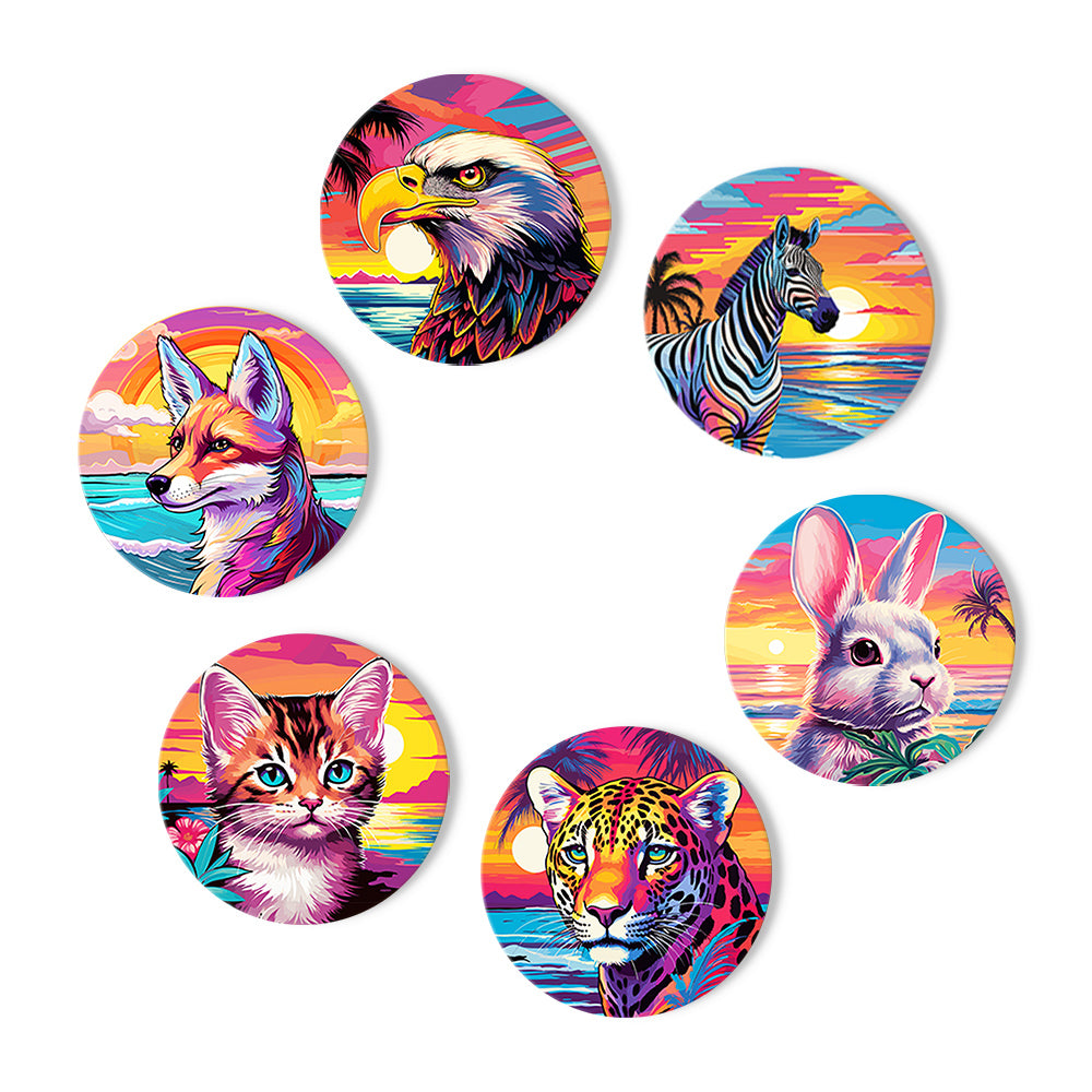 Neon Sunset Wildlife Portraits paint by numbers coasters – image 13