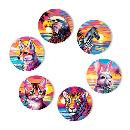 Neon Sunset Wildlife Portraits paint by numbers coasters – image 13