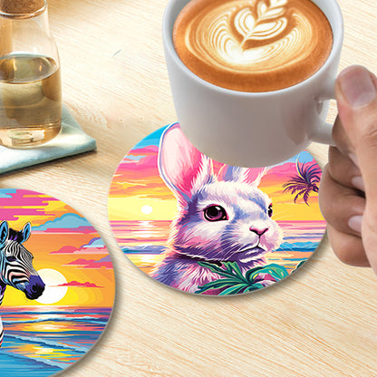 Neon Sunset Wildlife Portraits paint by numbers coasters – image 15
