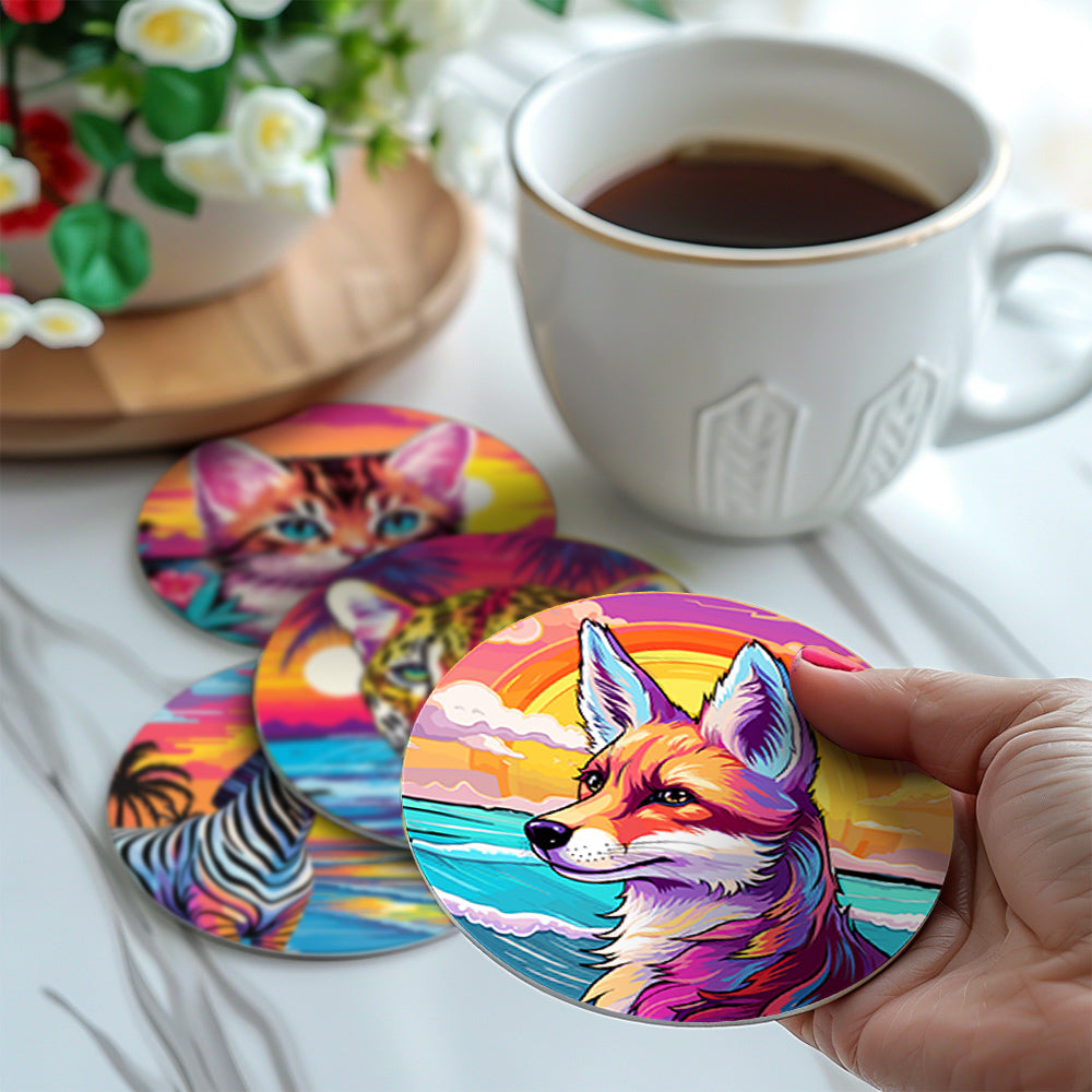 Neon Sunset Wildlife Portraits paint by numbers coasters – image 16