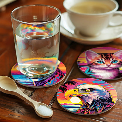 Neon Sunset Wildlife Portraits paint by numbers coasters – image 17