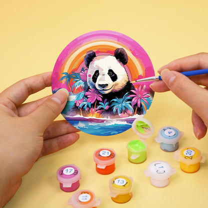 Rainbow Sunset Owl and Panda paint by numbers coasters – image 7