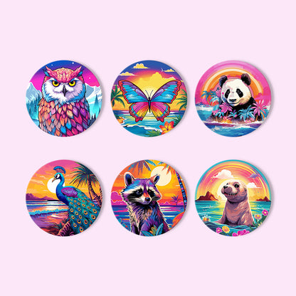 Rainbow Sunset Owl and Panda paint by numbers coasters – image 12