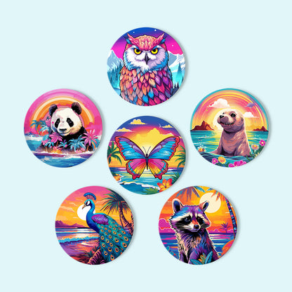 Rainbow Sunset Owl and Panda paint by numbers coasters – image 15