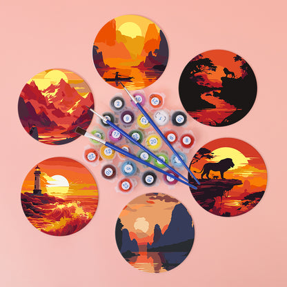 Fiery Sunset Silhouettes paint by numbers coasters – image 3