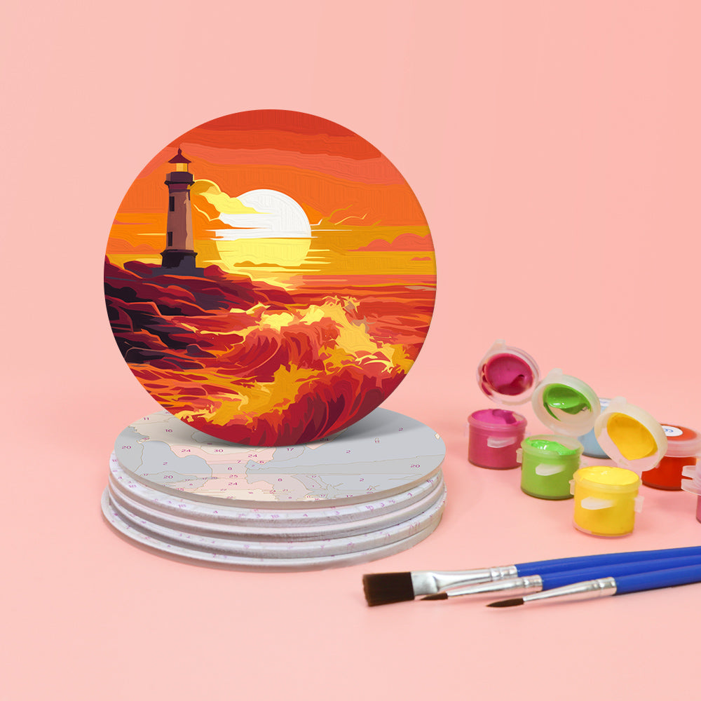 Fiery Sunset Silhouettes paint by numbers coasters – image 5