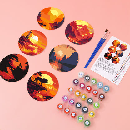 Fiery Sunset Silhouettes paint by numbers coasters – image 6