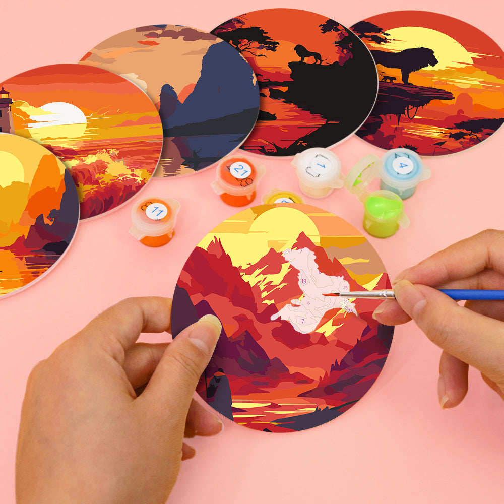 Fiery Sunset Silhouettes paint by numbers coasters – image 7