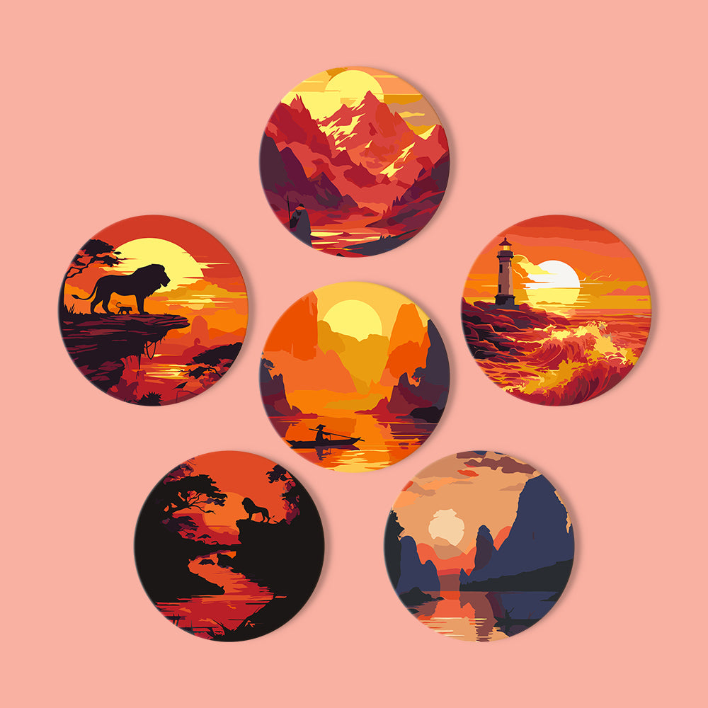 Fiery Sunset Silhouettes paint by numbers coasters – image 12