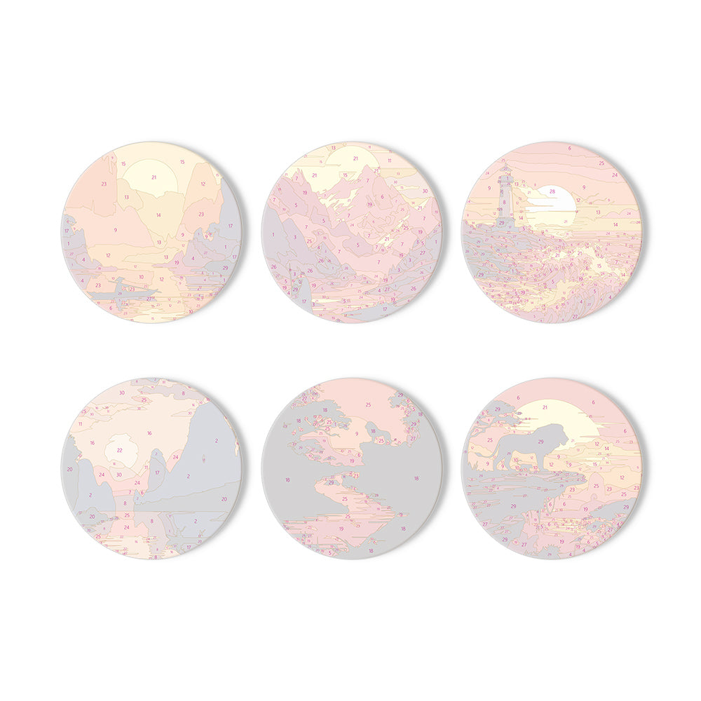 Fiery Sunset Silhouettes paint by numbers coasters – image 13