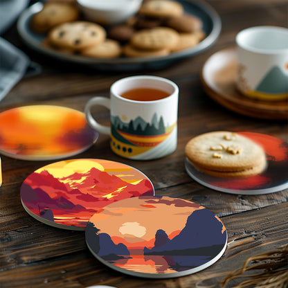Fiery Sunset Silhouettes paint by numbers coasters – image 14