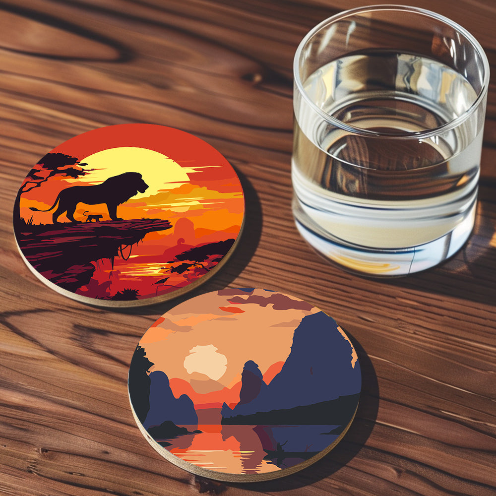 Fiery Sunset Silhouettes paint by numbers coasters – image 15