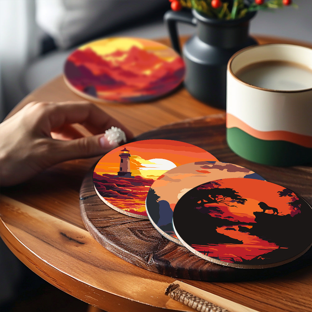 Fiery Sunset Silhouettes paint by numbers coasters – image 16