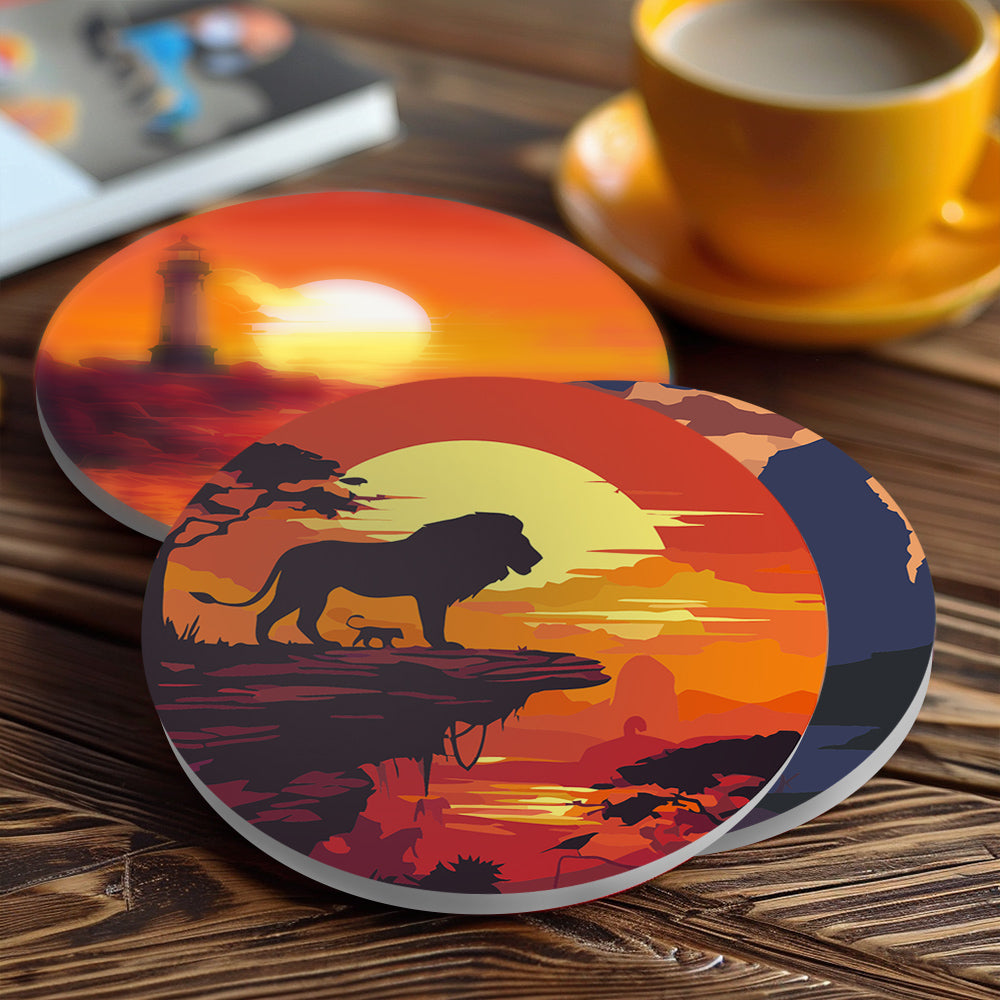 Fiery Sunset Silhouettes paint by numbers coasters – image 17