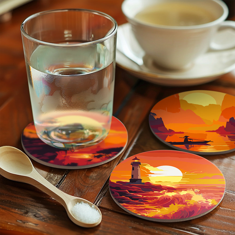 Fiery Sunset Silhouettes paint by numbers coasters – image 19