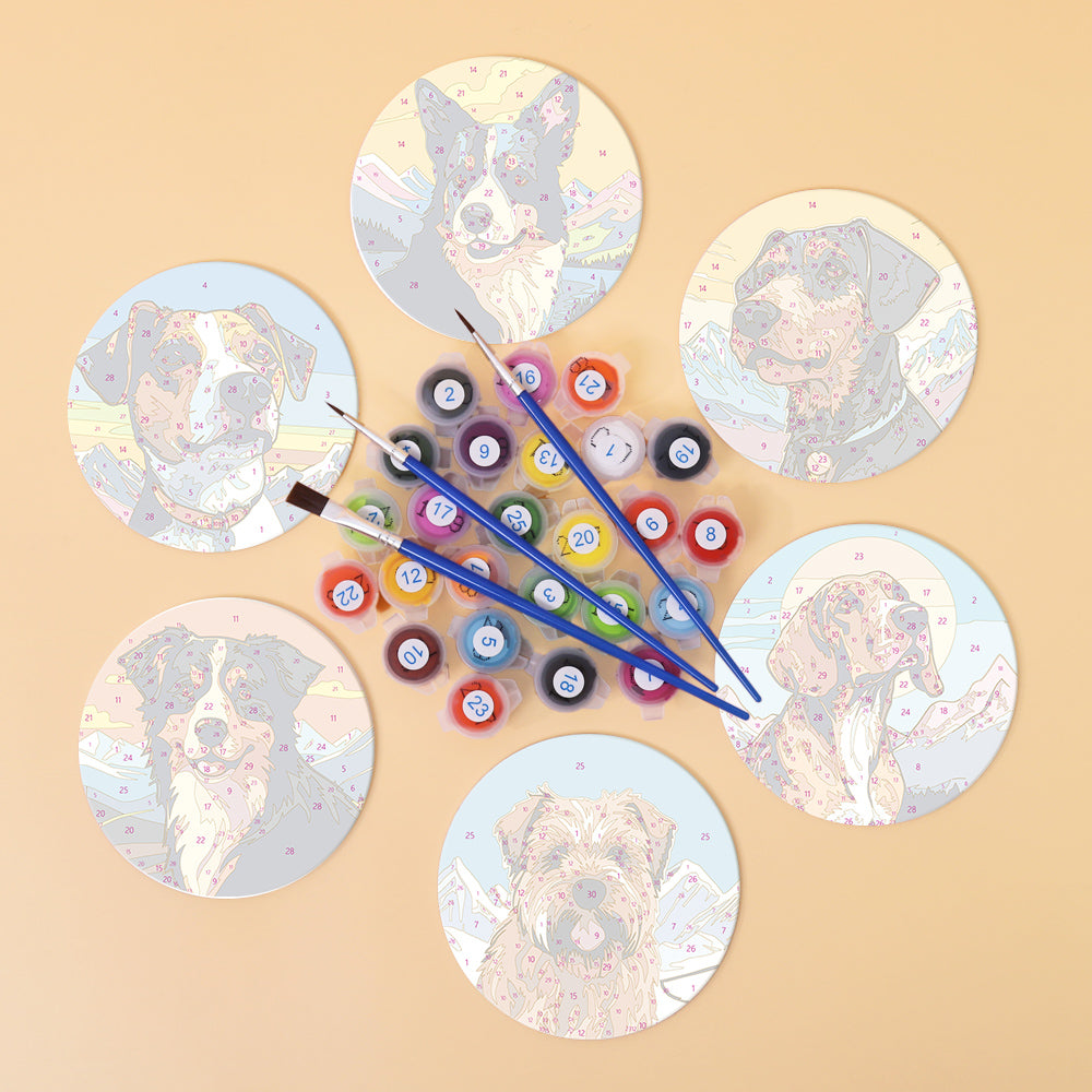Alpine Pup Portraits paint by numbers coasters – image 4