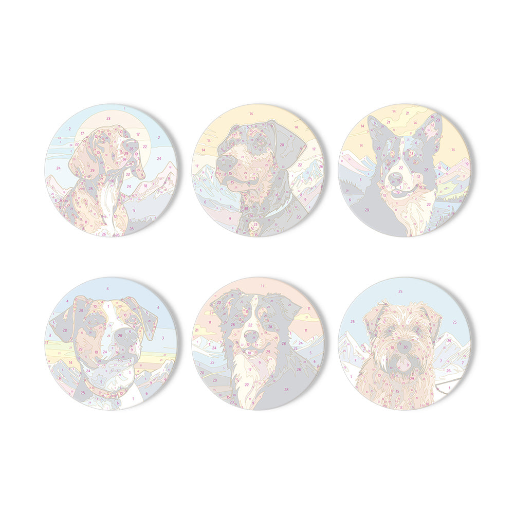 Alpine Pup Portraits paint by numbers coasters – image 13