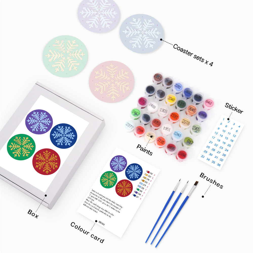 Jewel-Tone Snowflakes paint by numbers coasters – image 2