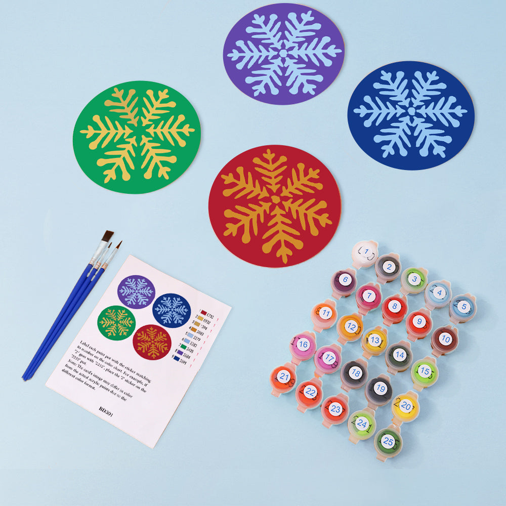 Jewel-Tone Snowflakes paint by numbers coasters – image 6