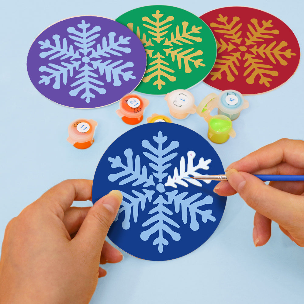 Jewel-Tone Snowflakes paint by numbers coasters – image 7
