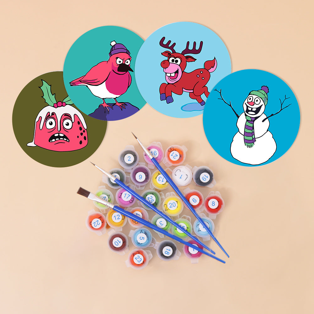 Cheeky Robin and Pudding Pals paint by numbers coasters – image 3