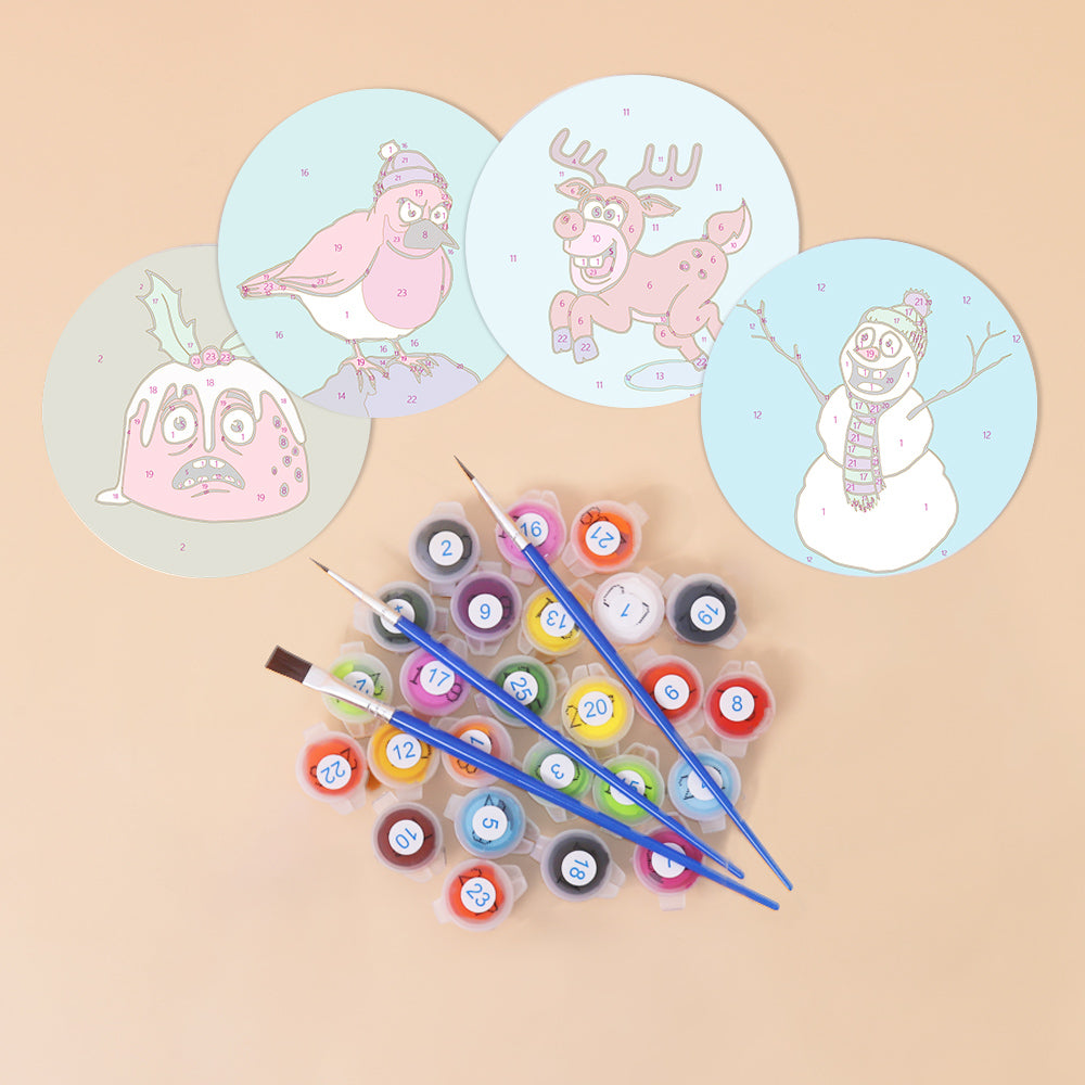 Cheeky Robin and Pudding Pals paint by numbers coasters – image 4
