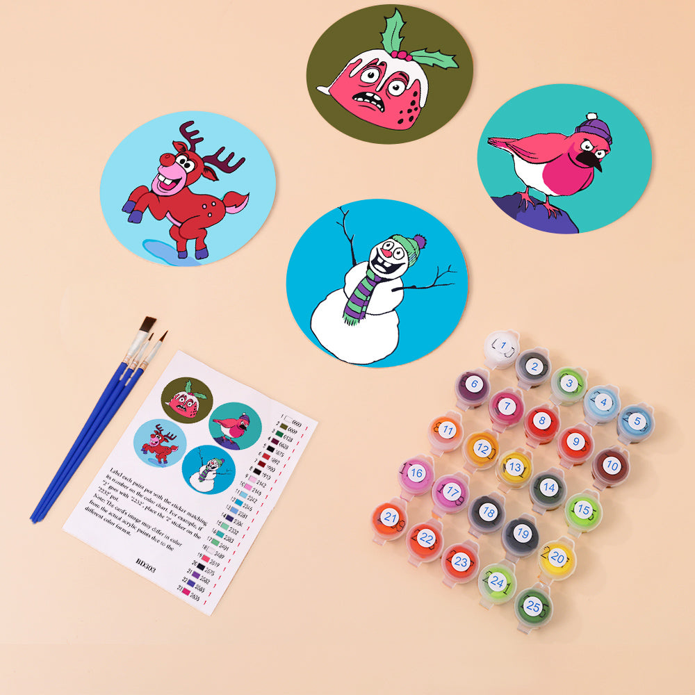Cheeky Robin and Pudding Pals paint by numbers coasters – image 6