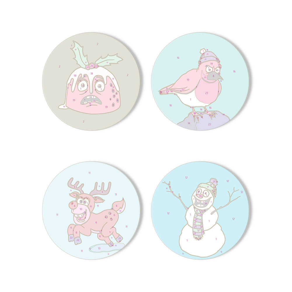 Cheeky Robin and Pudding Pals paint by numbers coasters – image 12